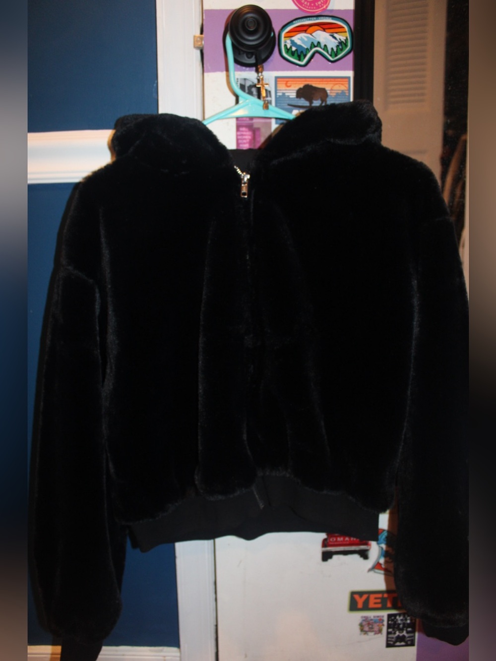 Top Shelf Black Faux Fur Hooded Zip Jacket US S/M 4/6